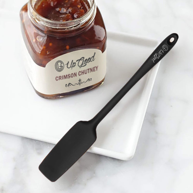 UpGood Silicone Jar Spatula | 600F Heat Resistant Non-Stick Rubber Scraper | Perfect for Jars, Smoothies, Blenders | One Piece Utensils | Durable Kitchen Cookware (UpGood Professional Spatulas, Black) - Image 3